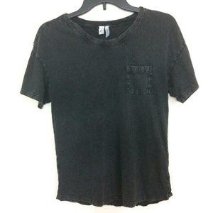 Z By Zella Women Short Sleeve Active T-Shirt Pocket Front Washed Faded Black XS